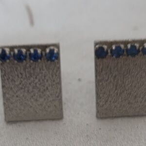 Silver Earrings with Blue Accents